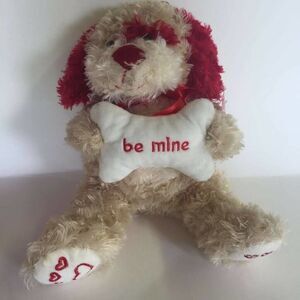 Valentines Day Be Mine White Red Dog Plush Burton & Burton Stuffed Toy Pup 12"